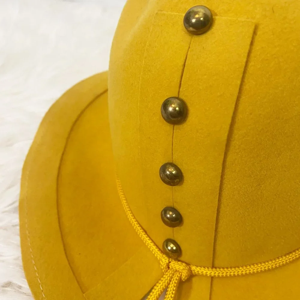 Vintage Mr. John Classic 100% Mustard Wool Mouchoir Melange Felt Cloche Hat - Picture 4 of 8